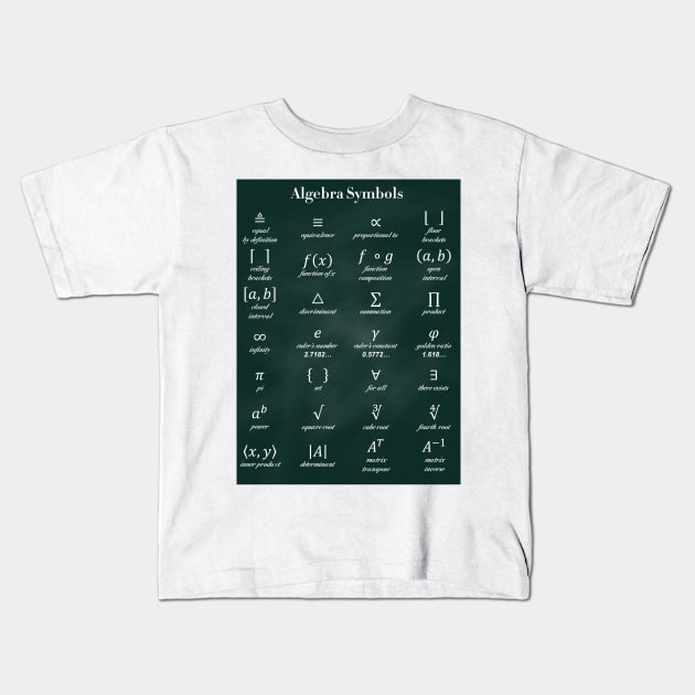 Algebra Symbols Kids T-Shirt by ScienceCorner